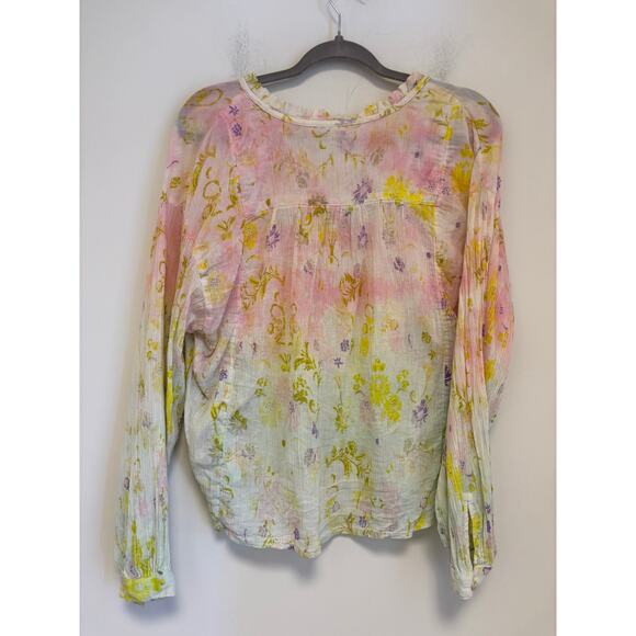 Anthropologie Pilcro Tavi Tie Dye Floral Gauze Blouse Size Medium - Picture 6 of 6